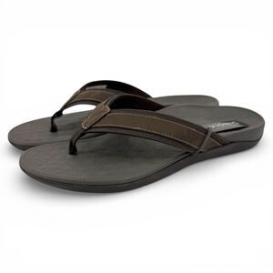 NEW Vionic Men's Tide Toe Post Sandal Flip Flop Brown Size 13